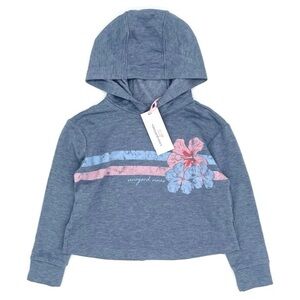 NWT Vineyard Vines Toddler Girls Hibiscus Dreamcloth Rayon Hoodie in Blue 3T